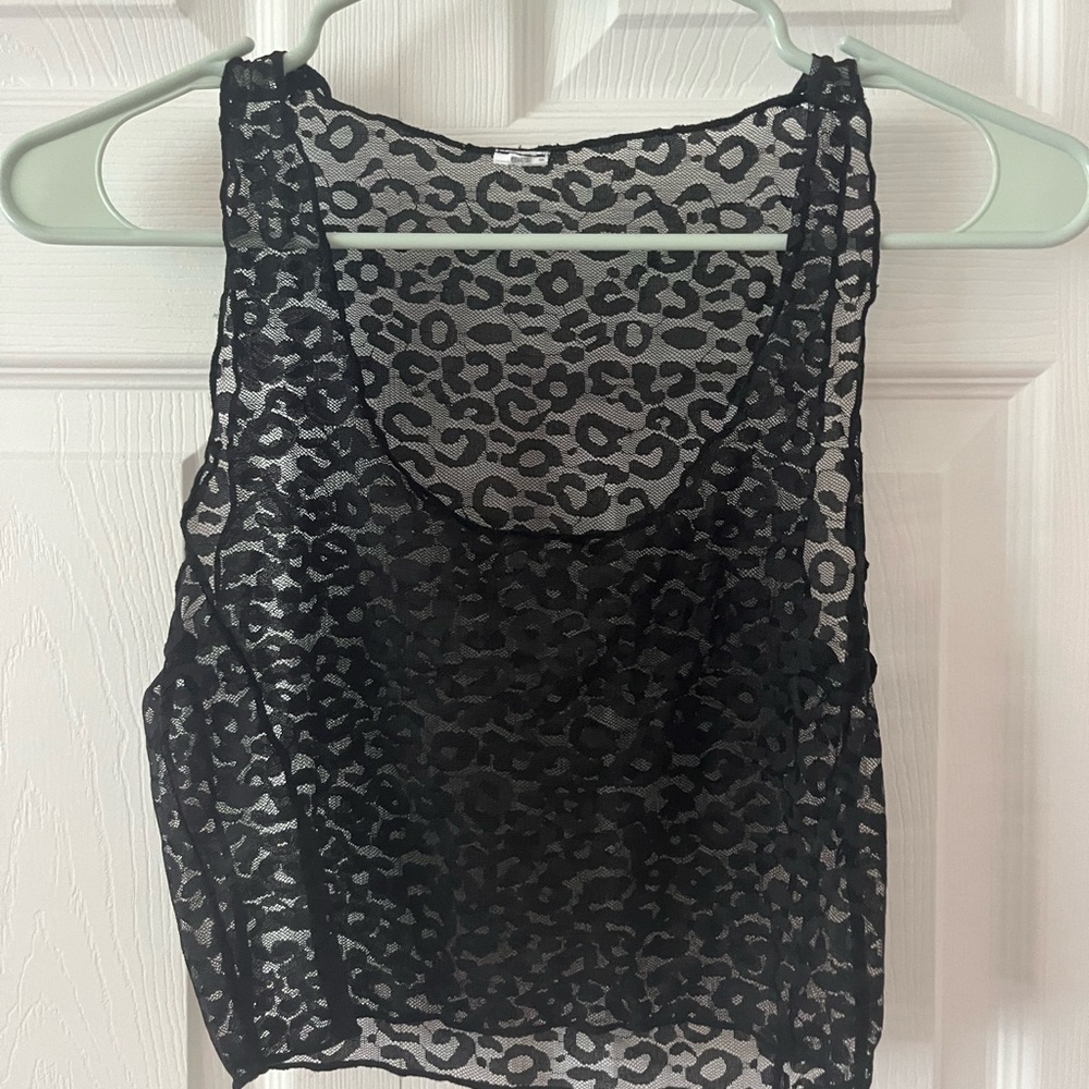 Black cheetah mesh top